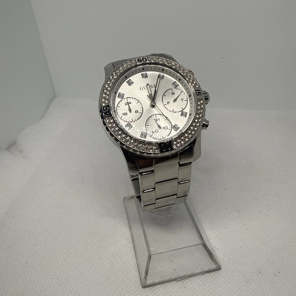 GUESS U0851L1 Women's Sporty 36mm Quartz Silver Crystal Bezel Steel Bracelet - Picture 10 of 16